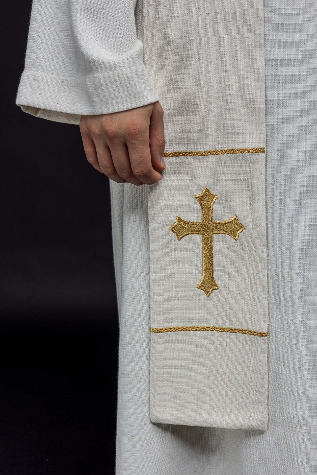 Stuła Kapłańska Haftowana Ojciec Pio - Polska Produkcja - SZATYLITURGICZNE.PL