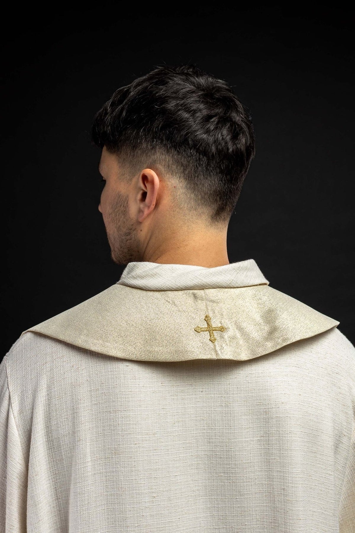 Stuła Kapłańska Złota Haftowana Krzyż IHS Serce - Polska Produkcja - SZATYLITURGICZNE.PL