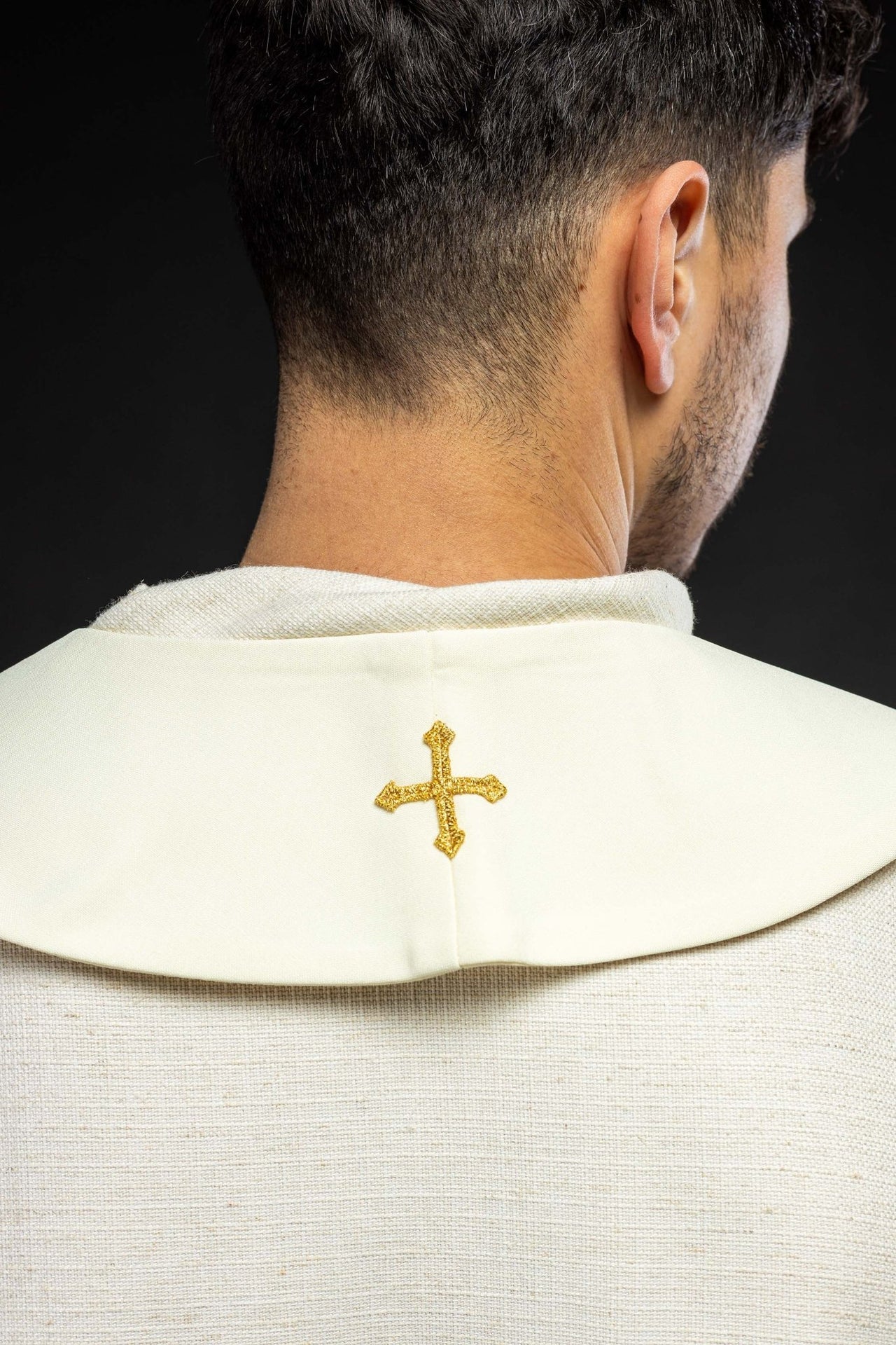 Stuła Maryjna Haftowana Ecru z Koroną - Szaty Liturgiczne - SZATYLITURGICZNE.PL