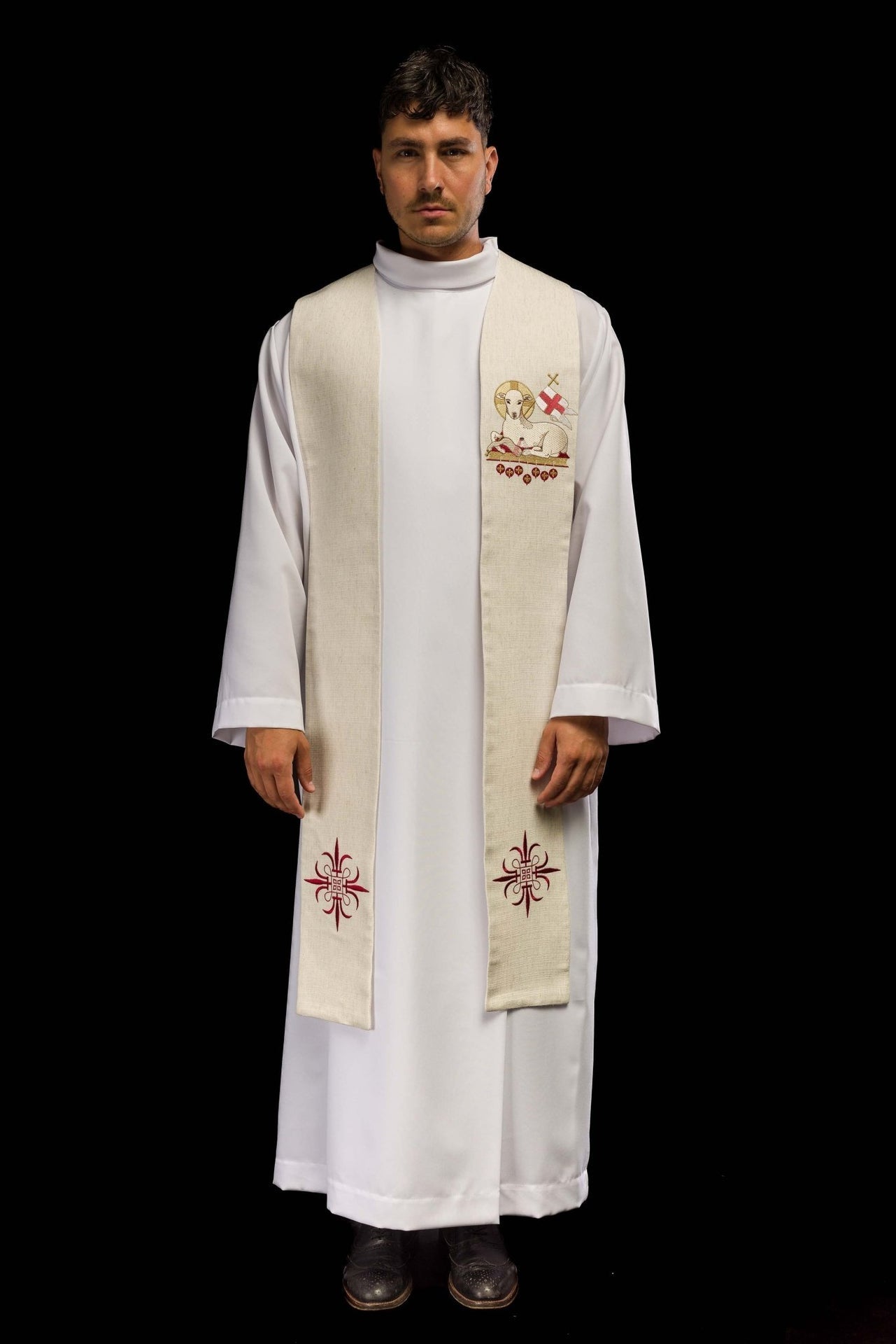 Stuła Wielkanocna Baranek Boży Haftowana - Szaty Liturgiczne - SZATYLITURGICZNE.PL
