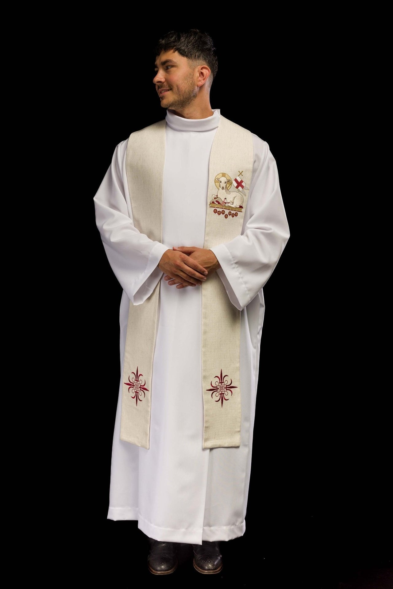 Stuła Wielkanocna Baranek Boży Haftowana - Szaty Liturgiczne - SZATYLITURGICZNE.PL