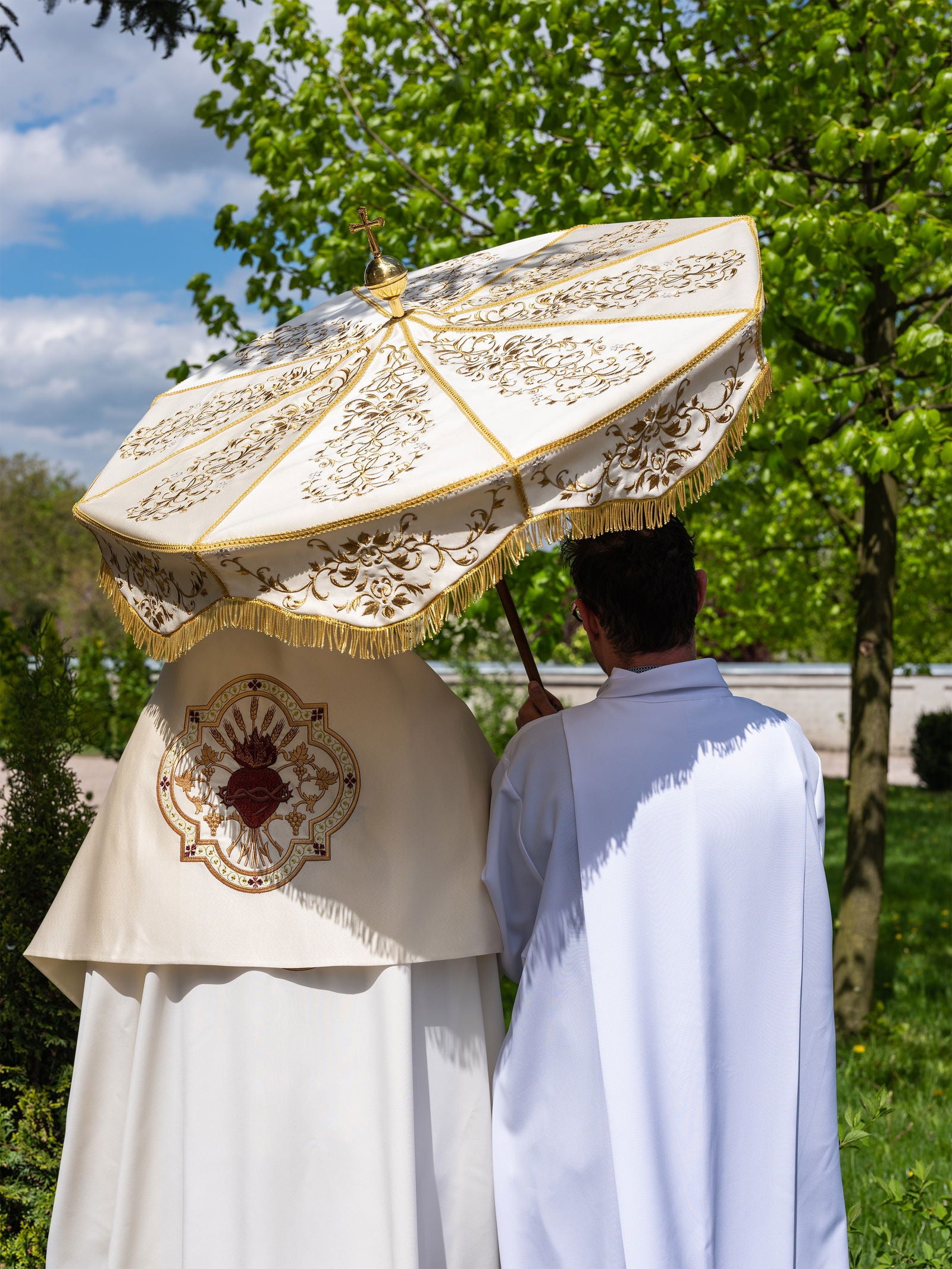 Welon liturgiczny naramienny Serce Pana Jezusa ecru