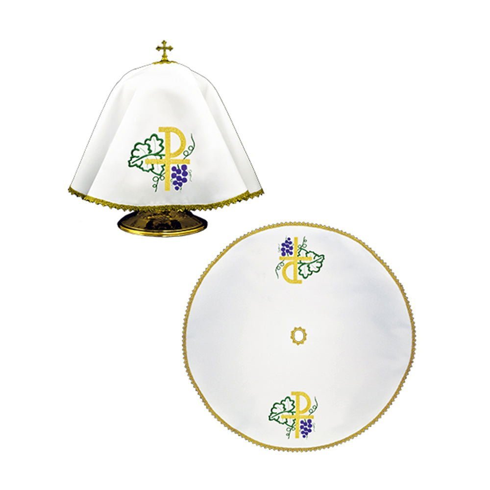 Welon na Puszkę Liturgiczną PAX - Złoty Haft i Koronka Ø53cm - SZATYLITURGICZNE.PL