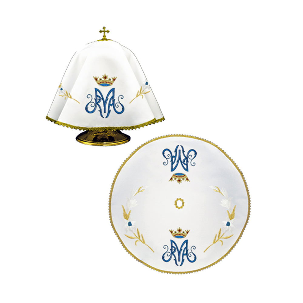 Welon na Puszkę Okrągły Maryjny Złota Koronka - Liturgiczny - SZATYLITURGICZNE.PL