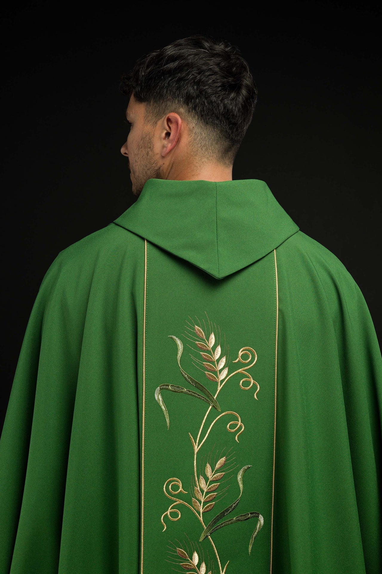 Zielony Ornat Liturgiczny IHS Kłosy i Winogrona - Polski Producent - SZATYLITURGICZNE.PL