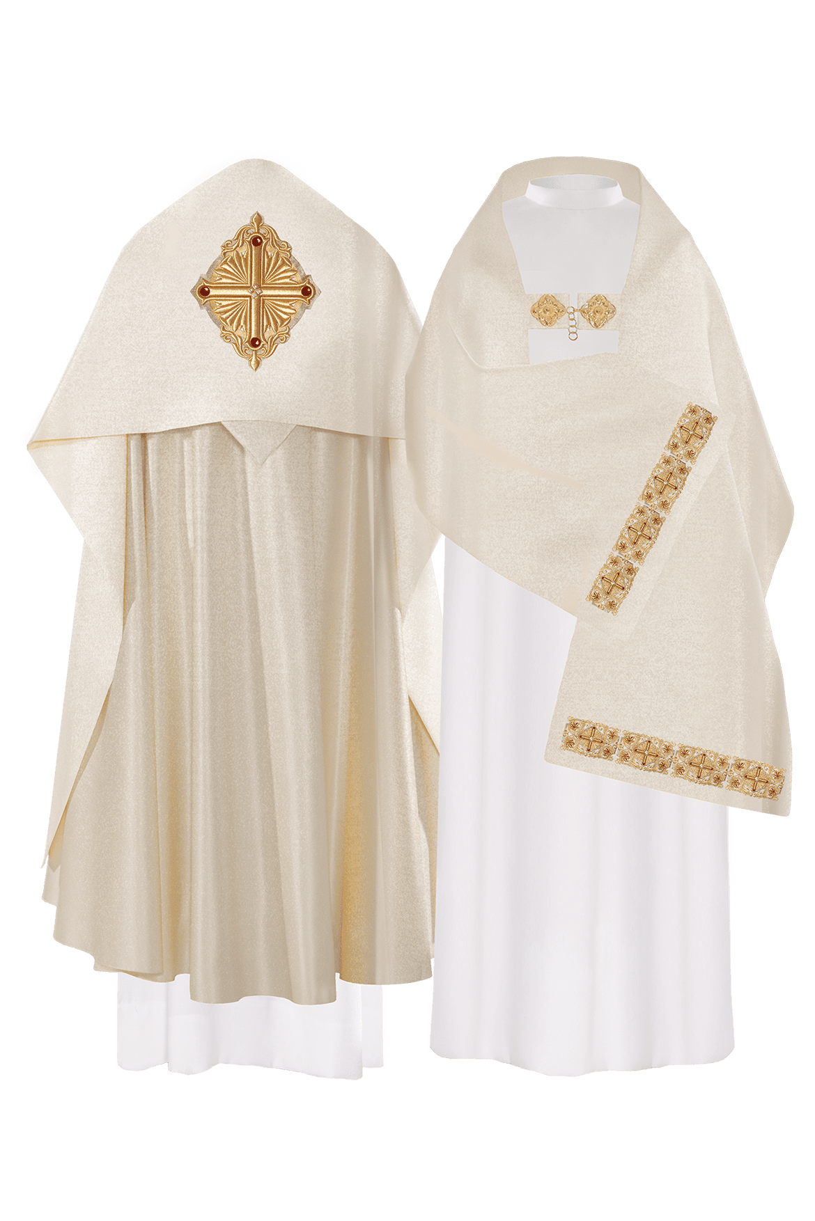 Złoty Welon Liturgiczny z Haftem IHS - Satyna Premium - SZATYLITURGICZNE.PL