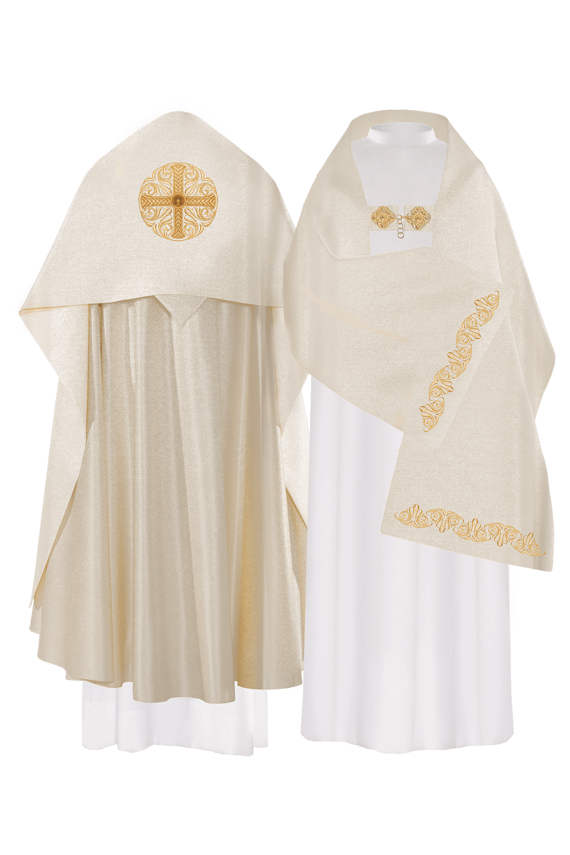 Złoty Welon Liturgiczny z Haftowanym Krzyżem - Elegancki i Podniosły - SZATYLITURGICZNE.PL